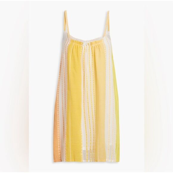 Lemlem Yellow and White Striped Mini Dress - Picture 1 of 5